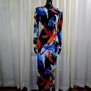 Vibrant Multicolor Long Sleeve Dress